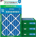 12x20x4 Air Filter MERV 13 Optimal Smoke & Allergy Defense (4-Pack), Electrostatic Pleated HVAC AC Furnace