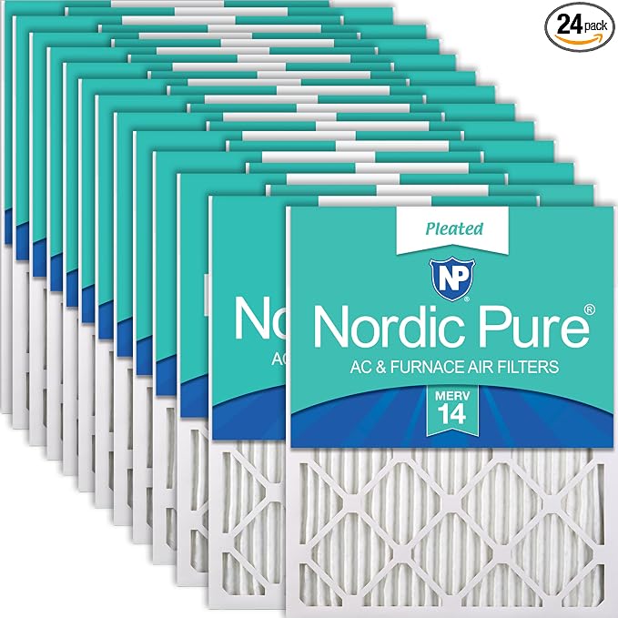 12x24x1 (Actual Size: 11 1/2 x 23 1/2 x 3/4) Pleated MERV 14 Air Filters 24 Pack 24 Pack Cotton, product image