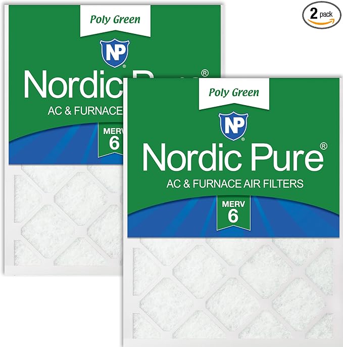 12x24x1 (Actual Size: 11 1/2 x 23 1/2 x 3/4) Poly Green MERV 6 AC Furnace Air Filters – Reduces Dust, Pollen, product image