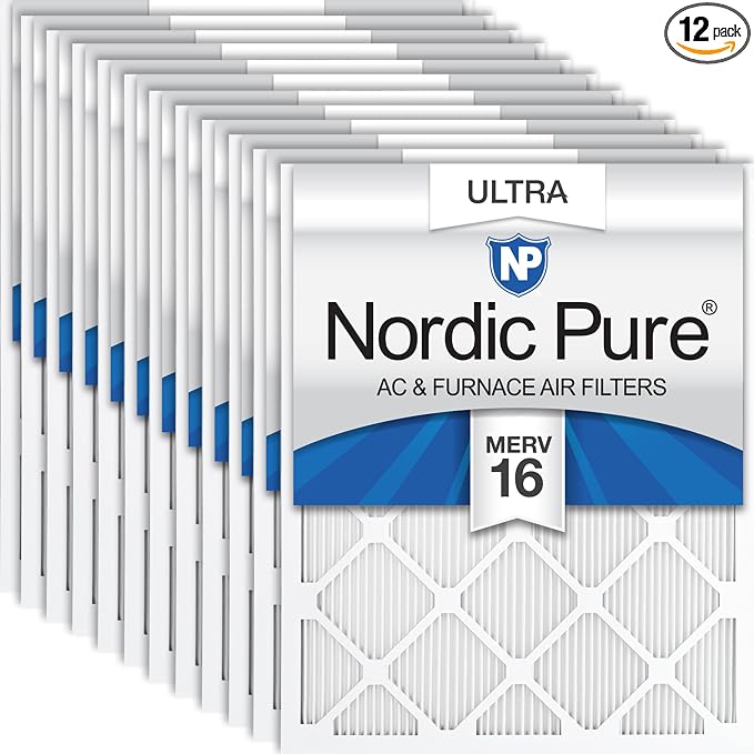 12x24x1 (Actual Size: 11 3/8 x 23 3/8 x 3/4) Pleated Ultra MERV 16 AC Furnace Air Filters–With 2.5X More Media for, product