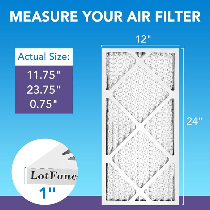 12x24x1 Air Filter MERV 11 4-Pack, Electrostatic Pleated AC Furnace Air Filter, Captures Dust, Smog & Pet Dander, Actual