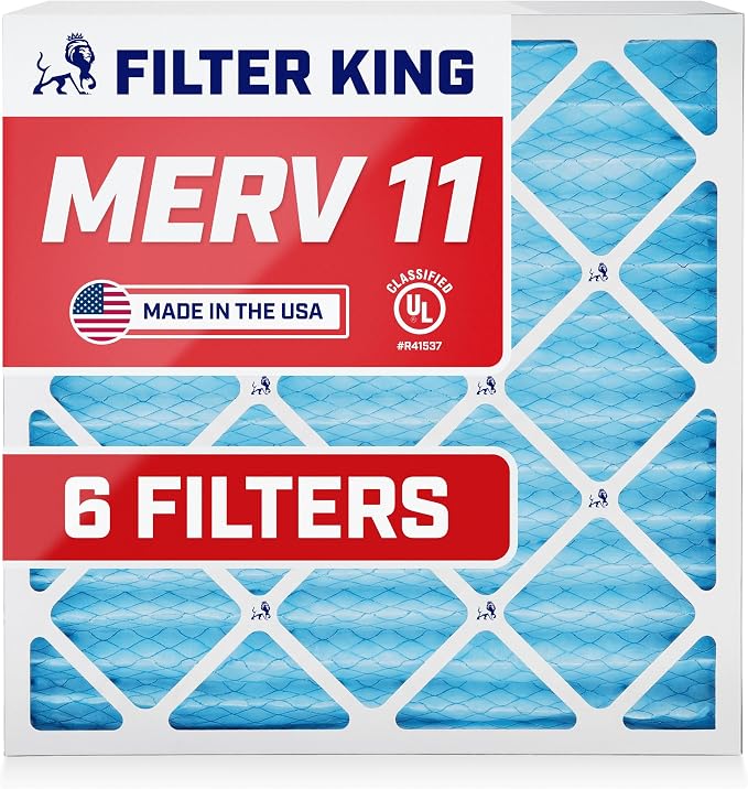 12x24x1 Air Filter (MERV 11) (6-Pack) Dust & Allergy Control AC Furnace Filters, MADE IN USA, HVAC, Pleated, Electrostatic
