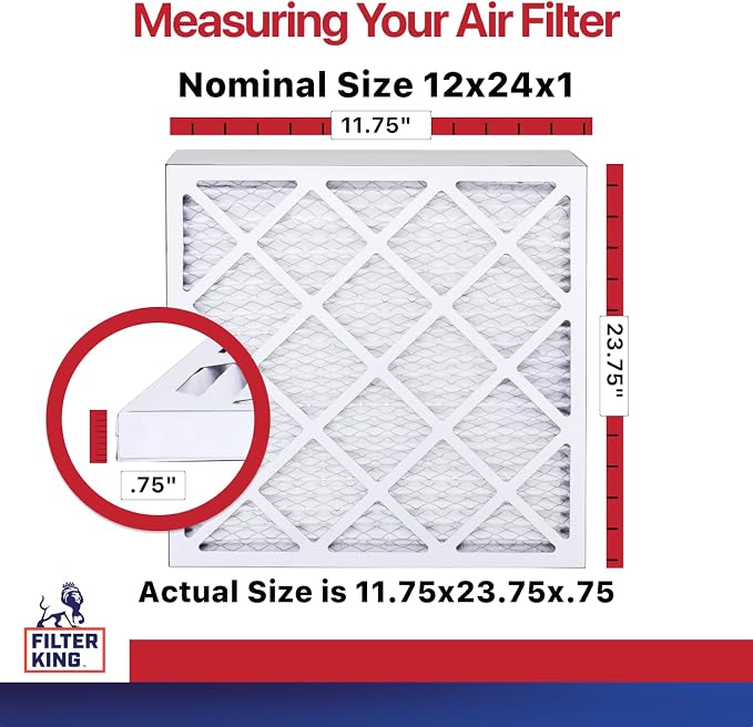 12x24x1 Air Filter (MERV 11) (6-Pack) Dust & Allergy Control AC Furnace Filters, MADE IN USA, HVAC, Pleated, Electrostatic