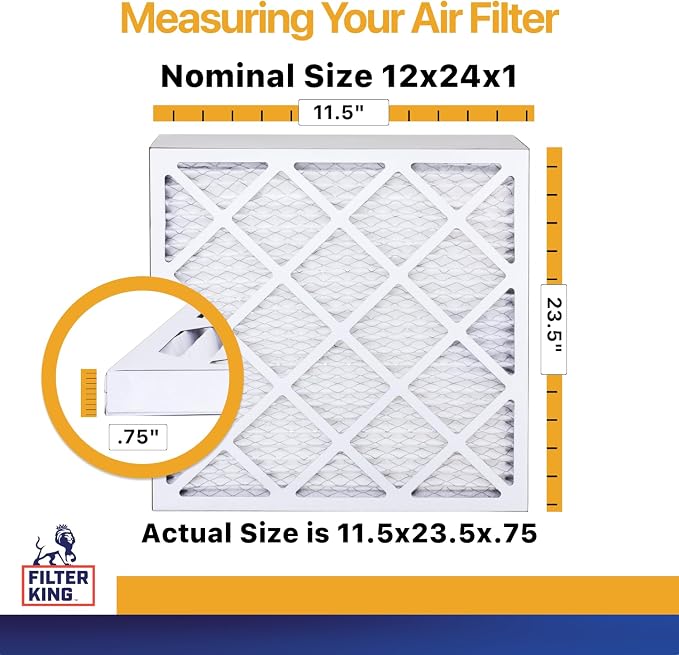 12x24x1 Air Filter (MERV 13) (6-Pack) Dust & Allergy Control AC Furnace Filters, MADE IN USA, HVAC, Pleated, alternate view 2