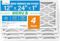 12x24x1 Air Filter MERV 8 4-Pack, Electrostatic Pleated Furnace & AC Filter, Captures Dust, Pet Hair, Pollen