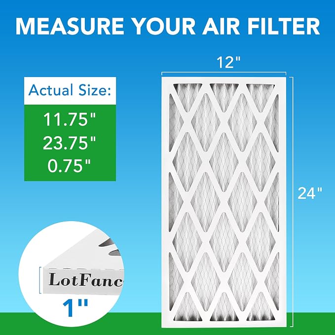 12x24x1 Air Filter MERV 8 4-Pack, Electrostatic Pleated Furnace & AC Filter, Captures Dust, Pet Hair, Pollen, alternate view