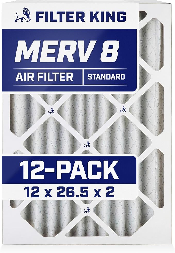 12x26.5x2 Air Filter (MERV 8) (12-Pack) Dust & Allergy Control AC Furnace Filters, MADE IN USA, HVAC, Pleated, product image