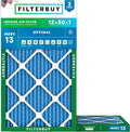 12x30x1 Air Filter MERV 13 Optimal Smoke & Allergy Defense (2-Pack), Electrostatic Pleated HVAC AC Furnace Filters
