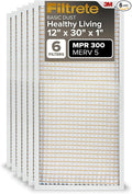 12x30x1 Air Filter, MPR 300, MERV 5, Clean Living Basic Dust 3-Month Pleated 1-Inch Air Filters, 6 Filters, product image