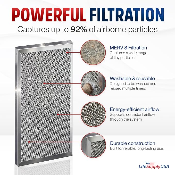 12x30x1 Electrostatic Air Filter, MERV 8, Washable, Reusable Furnace AC/HVAC Filter, Energy Saving, Easy to Clean, alternate