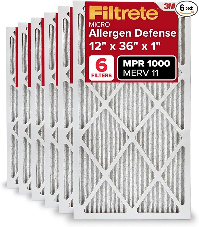 12x36x1 AC Furnace Air Filter, MERV 11, MPR 1000, Micro Allergen Defense, product image