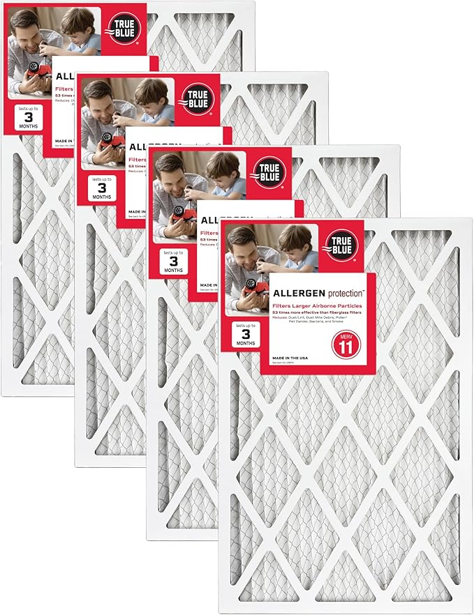 12x36x1 MERV 11 Allergen Air Filter (4-Pack) | Electrostatic Pleated HVAC Furnace Air Filter | Replacement Filter for Home
