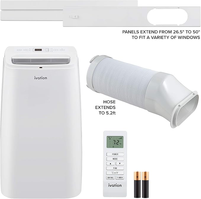13,000 BTU Portable Air Conditioner with Wi-Fi for Rooms Up to 500 Sq Ft (8,500 BTU SACC) 3-in-1 Smart App Control Cooling