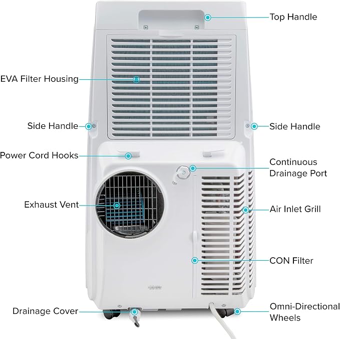 13,000 BTU Portable Air Conditioner with Wi-Fi for Rooms Up to 500 Sq Ft (8,500 BTU SACC) 3-in-1 Smart App Control Cooling