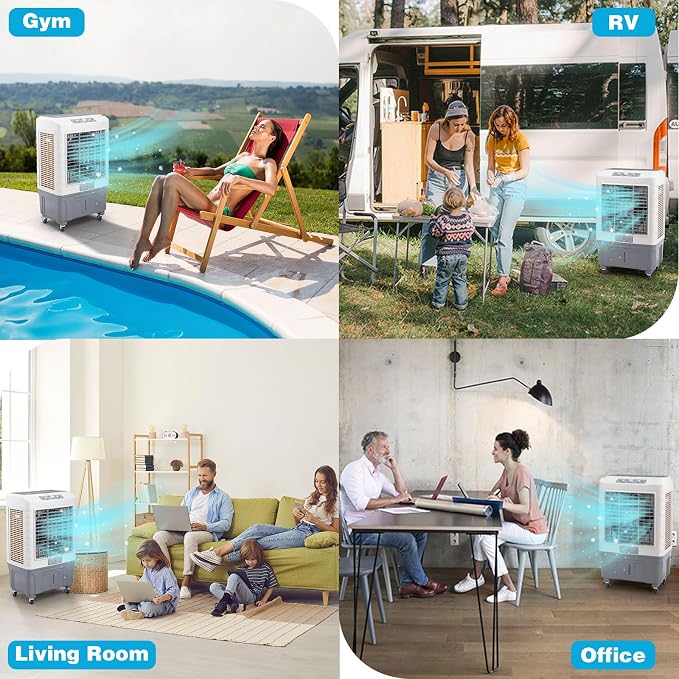 13.2Gallon Evaporative Air Cooler, 4100CFM Portable Swamp Cooler with Knob Control, Oscillation, 3 Speeds & 50L Water Tank