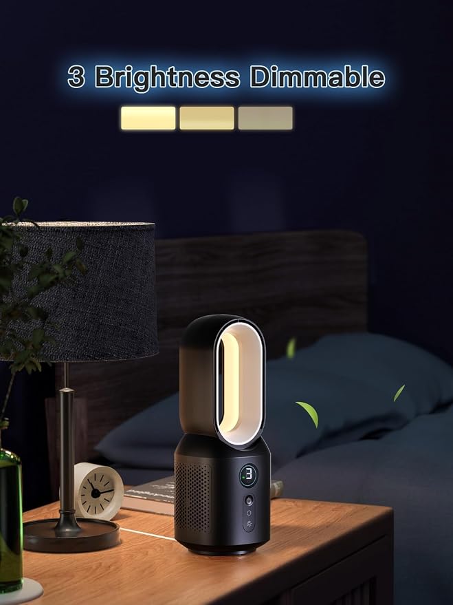 13 Inch Desk Fan, Small Bladeless Table Fan, 106° Oscillating Fan Touch Control with 3 Speeds and Night Light, alternate