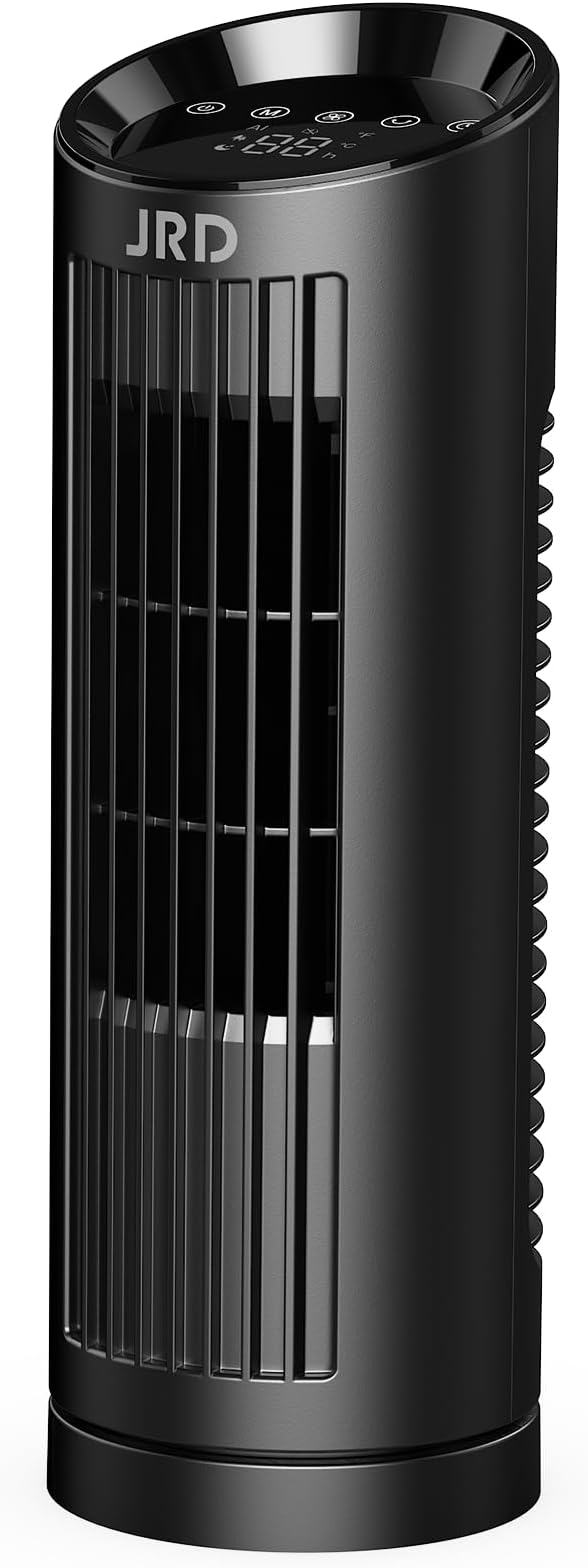 13'' Tower Fan for Bedroom, Quiet Cooling Fan Bladeless Desk Fan with Remote, 80° Oscillating, 3 Speed, 4 Mode
