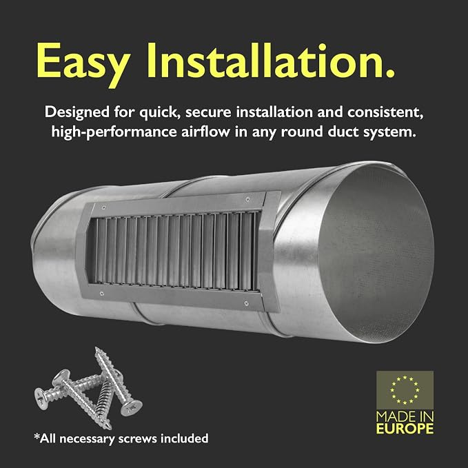 13" x 3" Grille for Round Spiral Duct - Galvanized Steel Register Vent Cover for HVAC Ducting System - 2 Way, alternate view