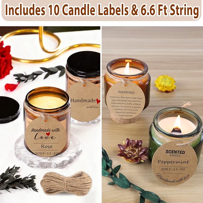 130 Pcs Candle Wicks for Candle Making Kit: 100 Cotton & 30 Wood Wicks with Complete Tool Set (Wick Holders, Wick Stickers