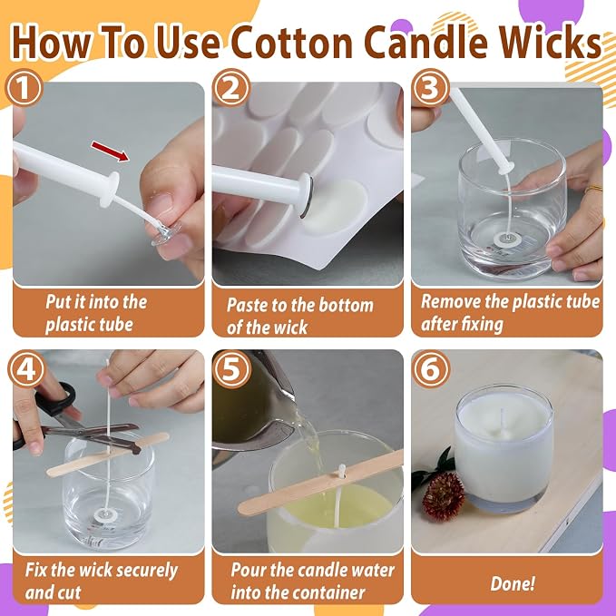 130 Pcs Candle Wicks for Candle Making Kit: 100 Cotton & 30 Wood Wicks with Complete Tool Set (Wick Holders, Wick Stickers