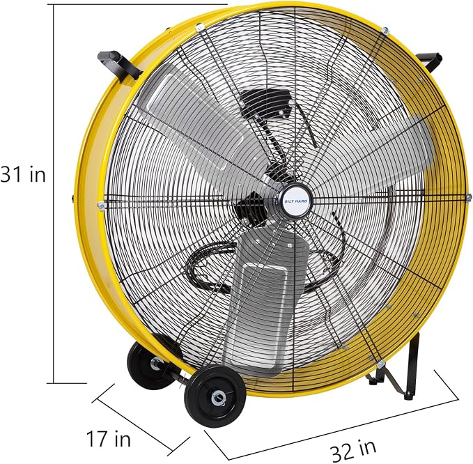 13000 CFM 30" High Velocity Drum Fan, 2-Speed Heavy Duty Industrial Shop Fan for Garage, Warehouse, Workshop, alternate view