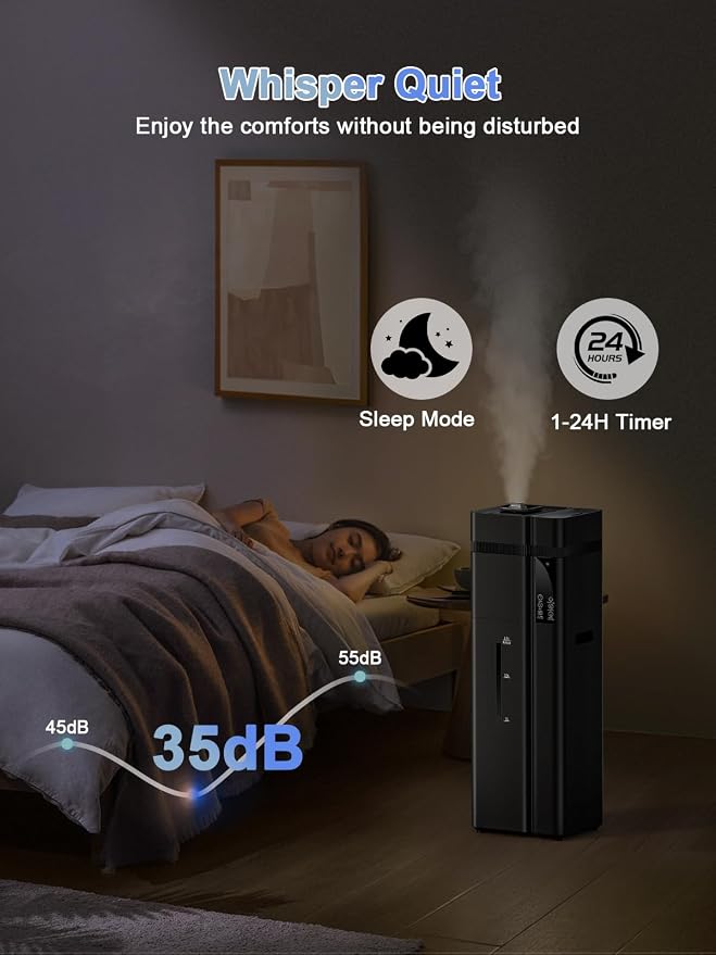13L/3.4Gal Humidifiers for Bedroom, Ultrasonic Warm & Cool Mist Humidifier Large Room, Covers 800ft2, 72H Runtime, 24H Timer