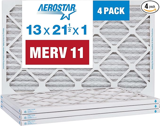 13x21 1/2x1 MERV 11, Pleated Air Filter, 13 x 21 1/2 x 1, Box of 4, Made in The USA, product image