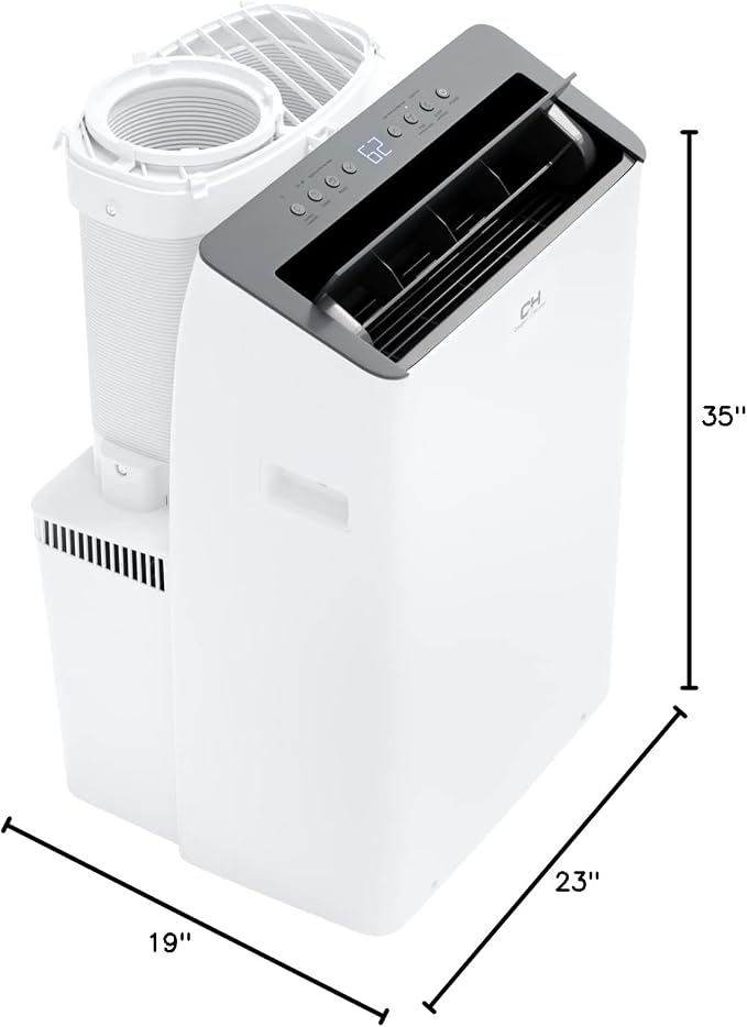 14,000 BTU (12,000 BTU SACC) Inverter Portable Air Conditioner with Heat Pump with Dual Hose, Dehumidifier, and Fan For Areas