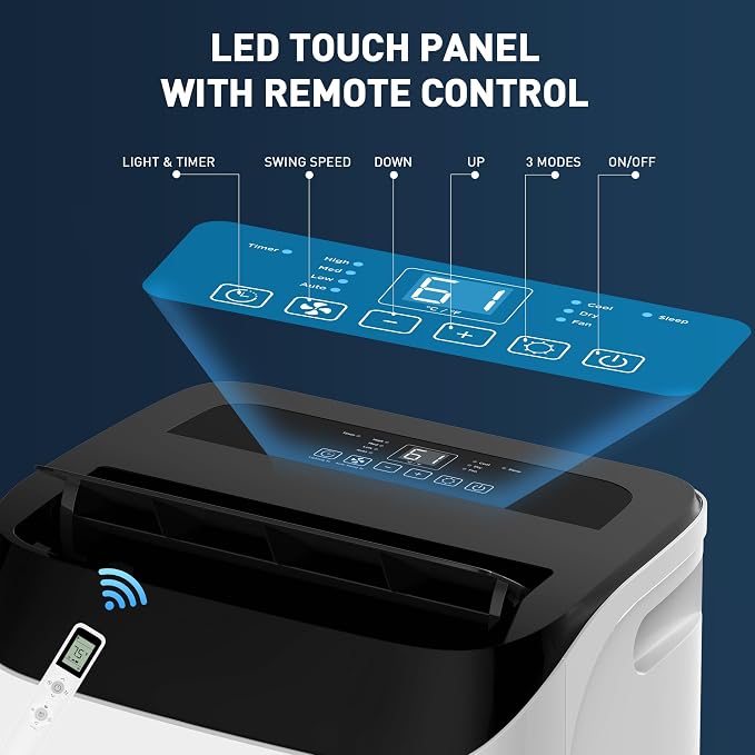14,000 BTU Portable Air Conditioner Cools Up to 700 Sq.Ft, 3-IN-1 Energy Efficient Portable AC Unit with Remote Control &