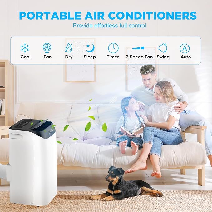 14,000 BTU Portable Air Conditioner Cools Up to 700 Sq.Ft, 3-IN-1 Energy Efficient Portable AC Unit with Remote Control &