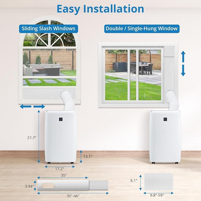 14,000 BTU Portable Air Conditioner Cools Up to 750 Sq.ft, 4-in-1 Quiet AC Unit with Dehumidifier, Fan, Sleep Mode, Remote
