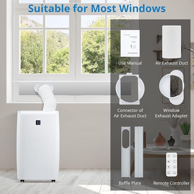 14,000 BTU Portable Air Conditioner Cools Up to 750 Sq.ft, 4-in-1 Quiet AC Unit with Dehumidifier, Fan, Sleep Mode, Remote