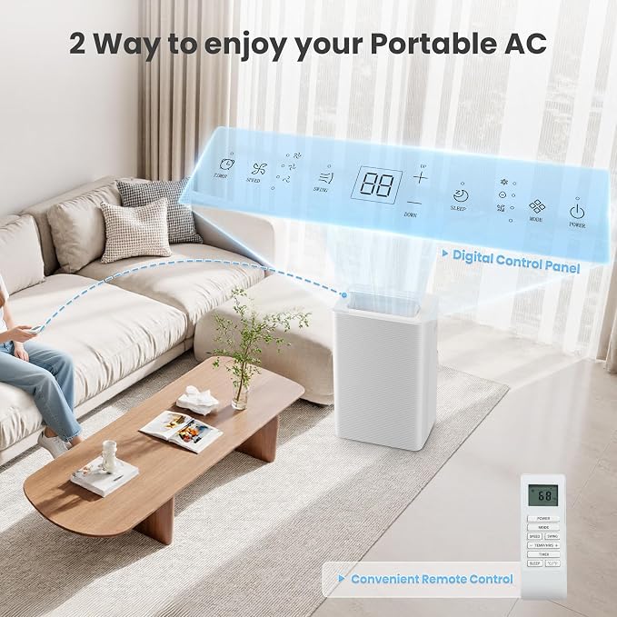 14,000 BTU Portable Air Conditioner for Rooms up to 700 Sq.Ft,3-in-1 Cooling/Dehumidifier/Fan AC Unit 3 Speed,Auto