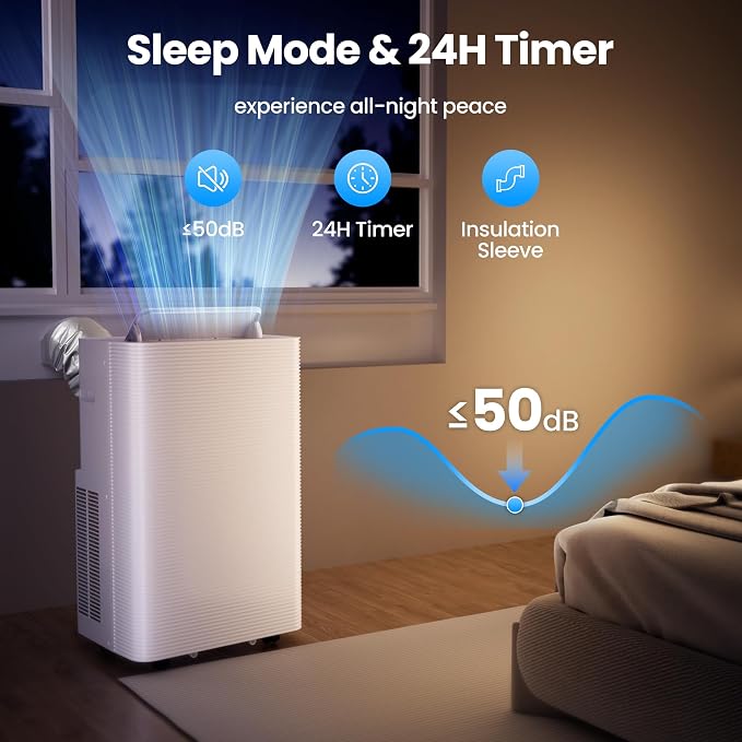 14,000 BTU Portable Air Conditioner for Rooms up to 700 Sq.Ft,3-in-1 Cooling/Dehumidifier/Fan AC Unit 3 Speed,Auto