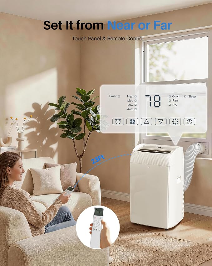14,000 BTU Portable Air Conditioner - Multi-Function Portable AC Unit Cools Up to 700 Sq. Ft., with Ultra-Quiet(42db), Auto