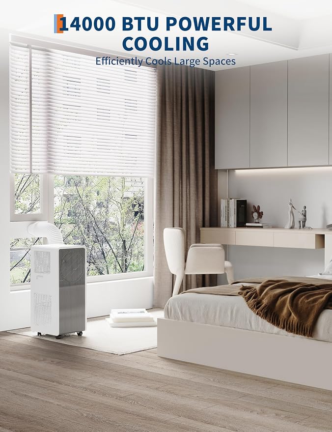 14,000 BTU Portable Air Conditioners - 3 in-1 Standing AC Units Powerful Quiet Smart Air Conditioning Cools Within 750 Sq.Ft