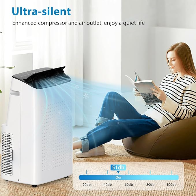 14,000 BTU Portable Air Conditioners, 4-in-1 AC Unit Cools Up to 750 Sq.Ft, Built-in Dehumidifier Fan & Sleep Mode, Remote