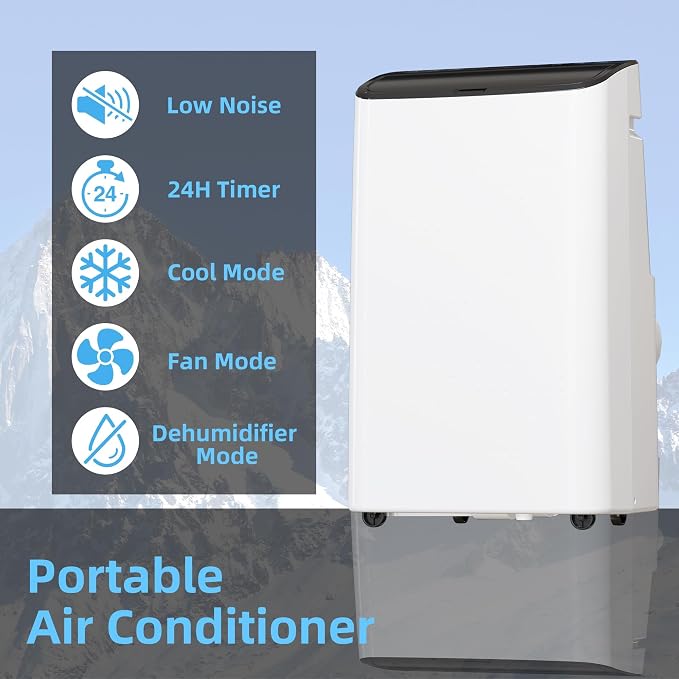14,000 BTU Portable Air Conditioners, 4-in-1 AC Unit Cools Up to 750 Sq.Ft, Built-in Dehumidifier Fan & Sleep Mode, Remote