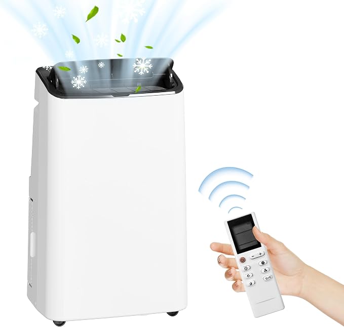 14,000 BTU Portable Air Conditioners, 4-in-1 AC Unit Cools Up to 750 Sq.Ft, Built-in Dehumidifier Fan & Sleep Mode, Remote