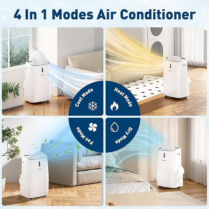 14,000 BTU Portable Air Conditioners Cool Up to 700 Sq.Ft, Cool, Heat, Dehumidifier & Fan 4 in 1 Air Conditioner for Room