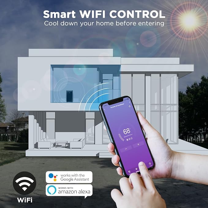 14,000 BTU Smart WiFi Portable Air Conditioner, Cooling up to 600 Sq Ft, 3 in 1 Functions, with Remote, Supports Alexa