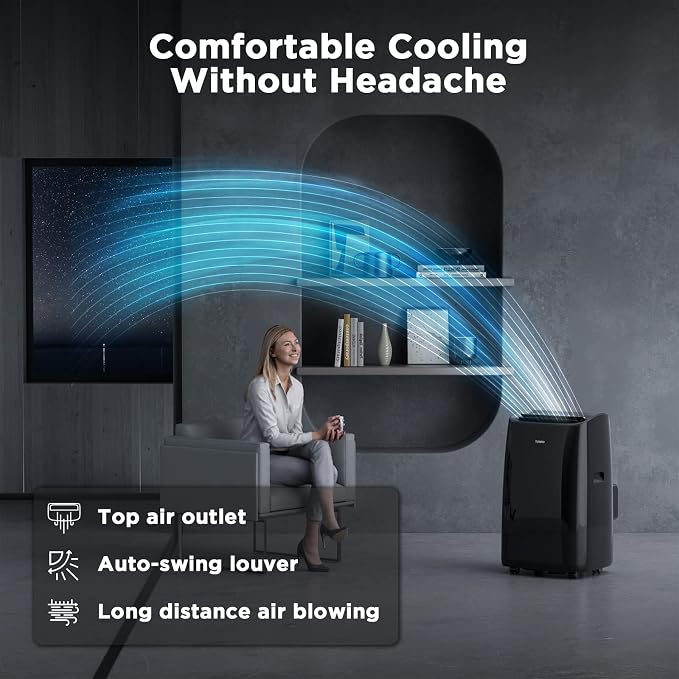 14,000 BTU Smart WiFi Portable Air Conditioner, Cooling up to 600 Sq Ft, 3 in 1 Functions, with Remote, Supports Alexa