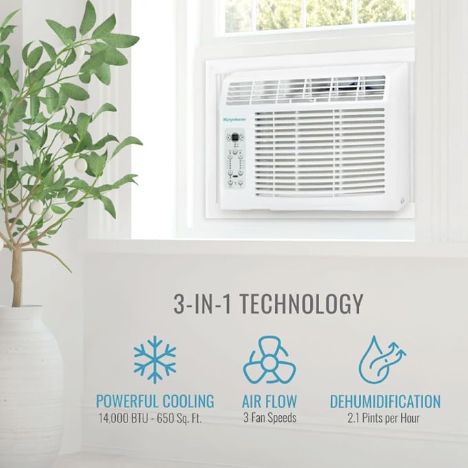 14,000 BTU Window Air Conditioner and Dehumidifier, Window Unit Air Conditioners for Apartment, Living Room, Garage, and
