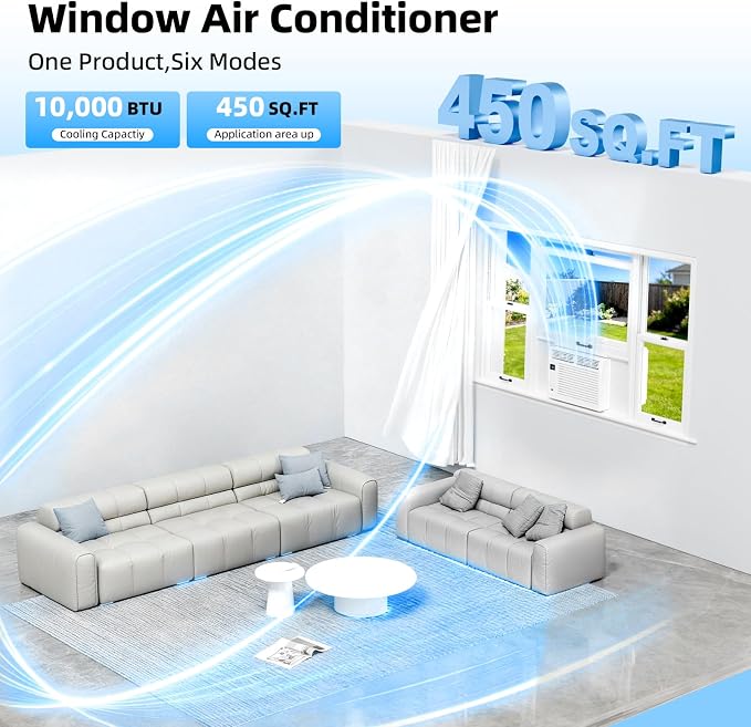 14,000 BTU Window Air Conditioner, Window AC Unit, Cools Rooms up to 700 Sq.Ft., 6 in 1 Modes Air Conditioner Window Unit