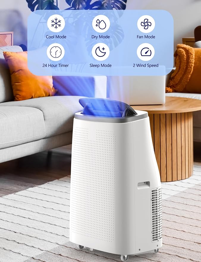 14,000 BTUs Portable Air Conditioners, 3 in-1 Portable AC Unit for Bedroom Up to 750 Sq. Ft, Stand Up Room Air Conditioner