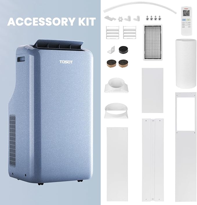 14,000BTU (9,600 BTU SACC) Wifi Portable Air Conditioner with Heating Mode, Cooling, Dehumidifier, Fan, Auto Swing, 24H
