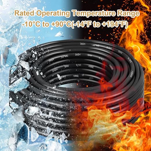 14/4 AWG Mini-Split Cable - 25FT 14 AWG 4 Conductor Control Cable 300V Stranded Oxygen-Free Pure Copper Wire for Mini Split