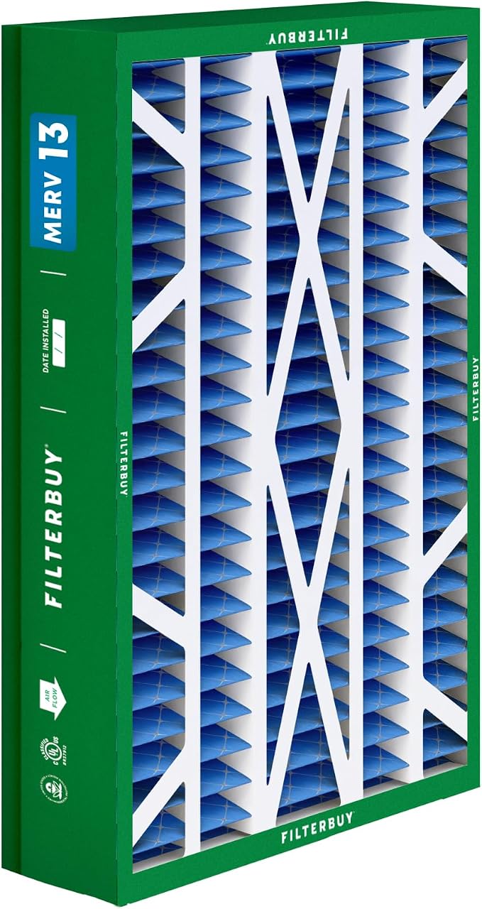 14.5x27x5 Air Filter MERV 13 Optimal Smoke & Allergy Defense (2-Pack), Pleated HVAC AC Furnace Filters for Trane, American