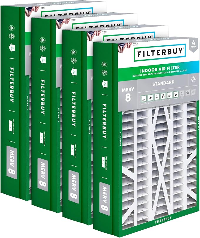 14.5x27x5 Air Filter MERV 8 Essential Dust & Allergy Defense (4-Pack), Pleated HVAC AC Furnace Filters for Trane, American