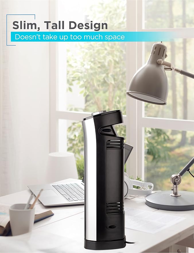 14-Inch Mini Oscillating Portable Tower Fan, Desk Fan with 2 Speed Settings, Simple Dial Control, alternate product view 2